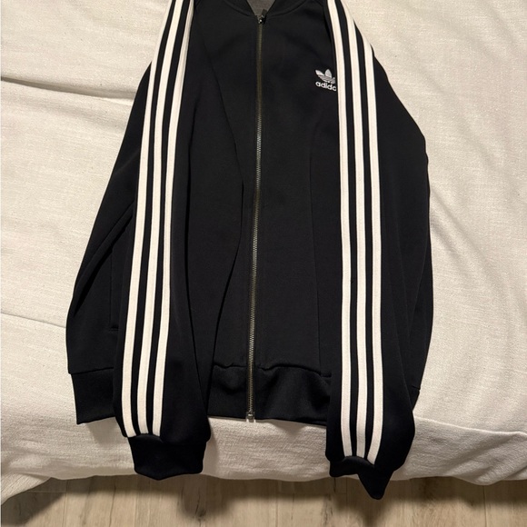 Adidas Black Jacket with White Stripes - Picture 3 of 4